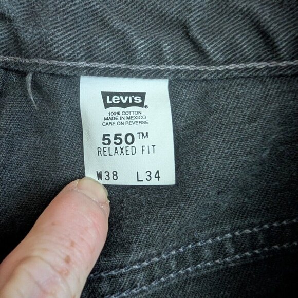 Vintage Levis 550 Jeans Mens 36x33 Black Denim Relaxed Fit Tapered Leg 2001 Y2K - Picture 8 of 14